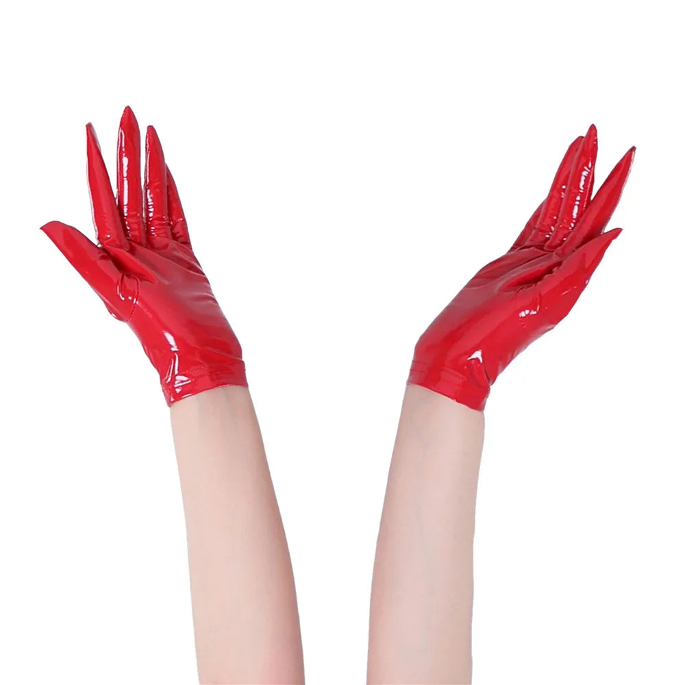 Sexy Patent Leather Gloves Women Long Short PU Cosplay