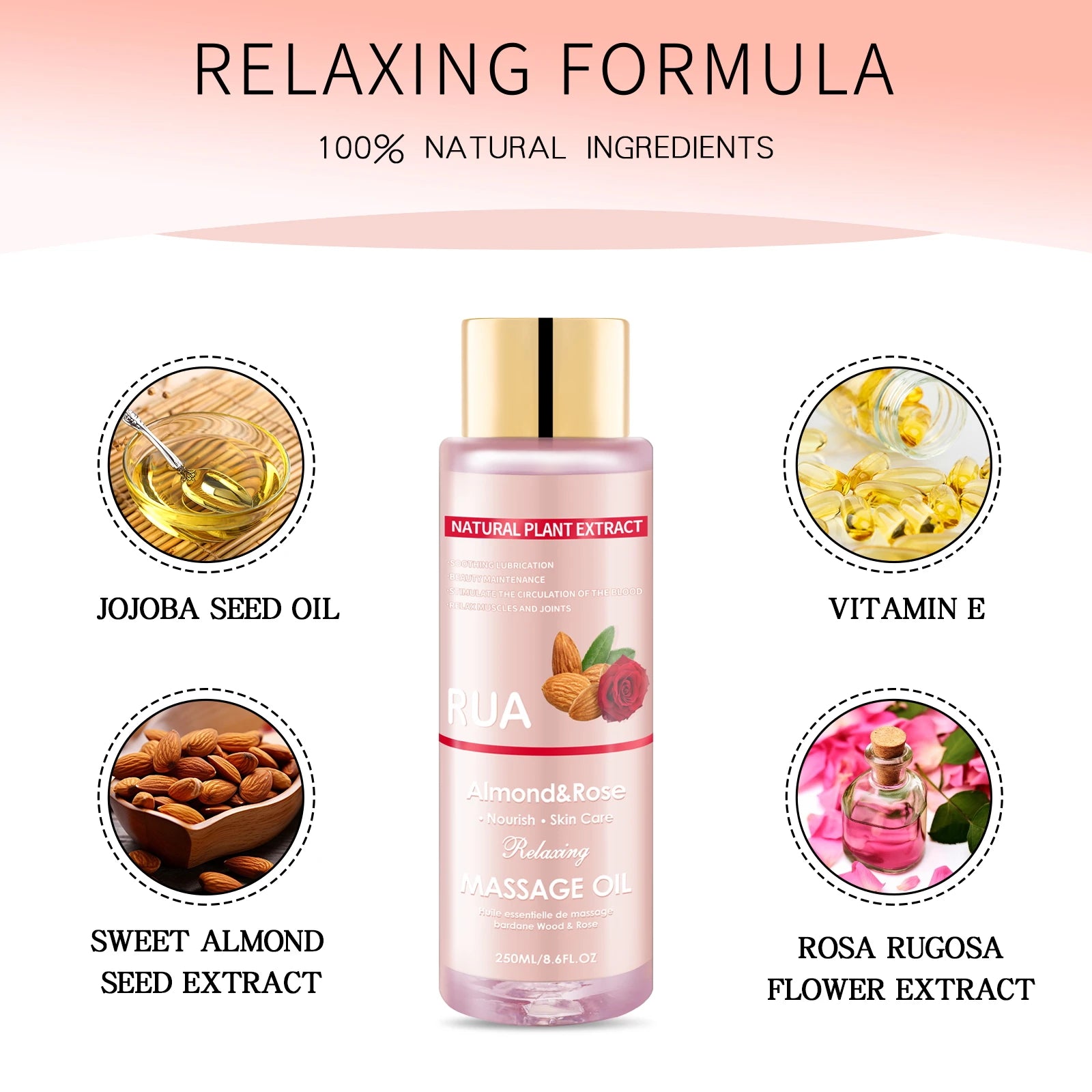 Almond & Rose Massage Oil Relaxing Moisturizing Body Oil