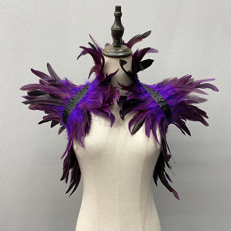 Women’s Natural Feather Shrug Shawl Gothic Punk Wrap