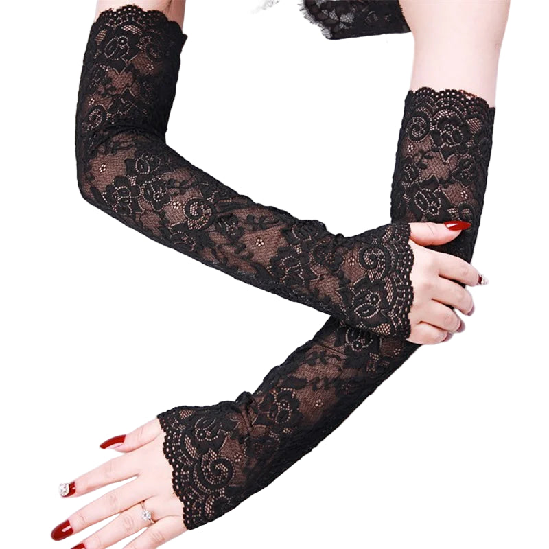 Sexy Lace Fingerless Gloves Women Arm Elbow Summer