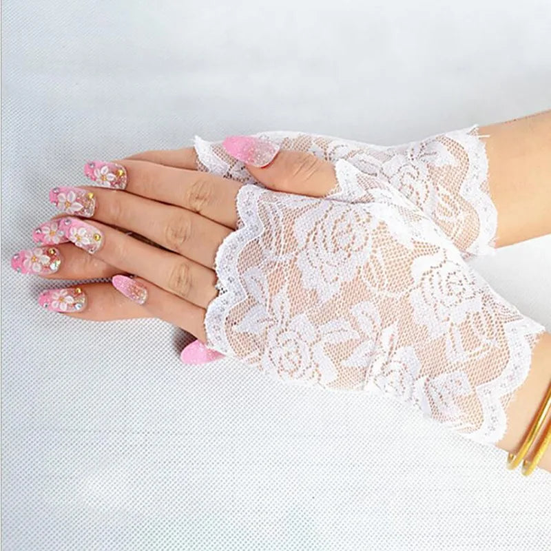 Sexy Bridal Lace Fingerless Gloves Women Party Dressy