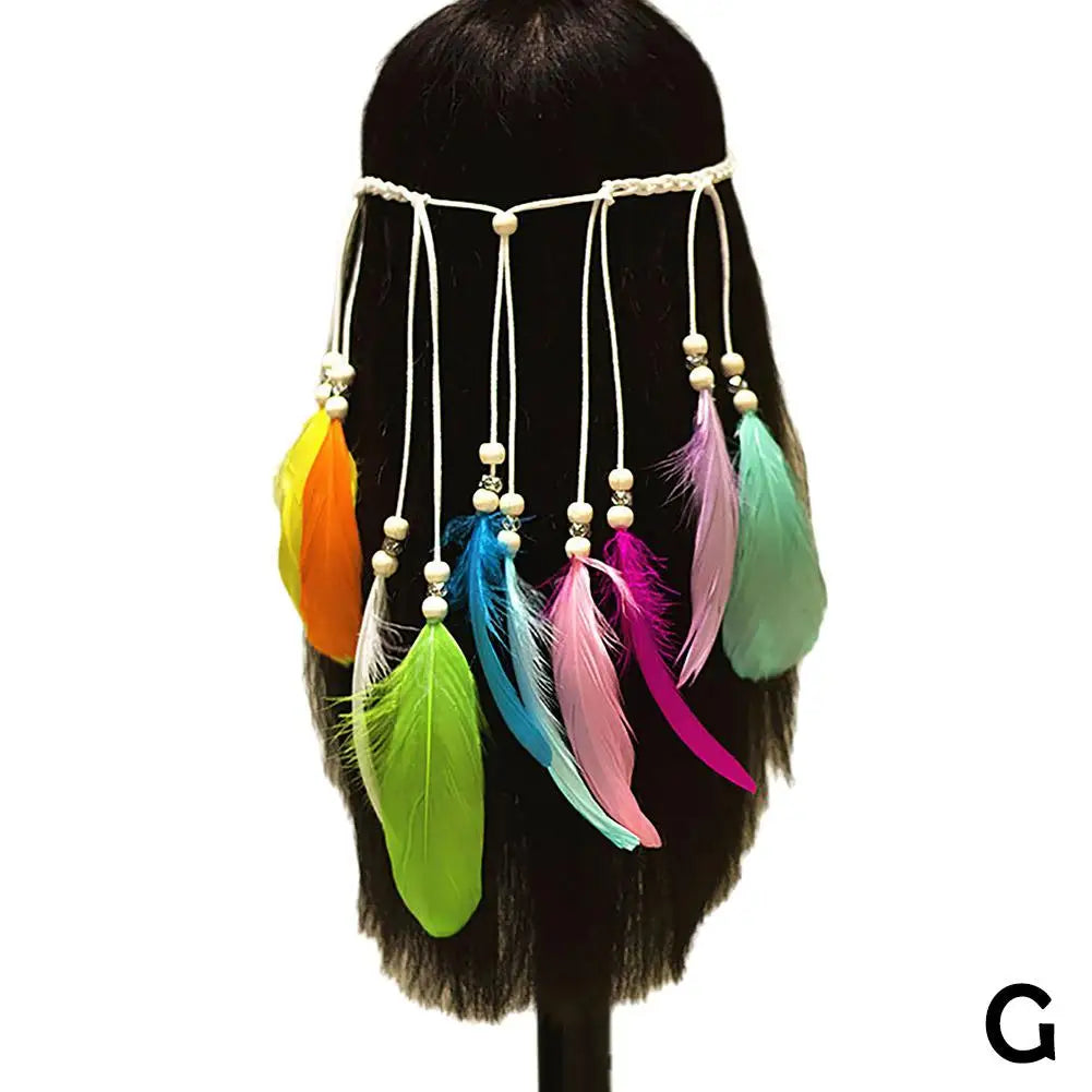 Boho Feather Headband Gypsy Hippie Hair Accessory