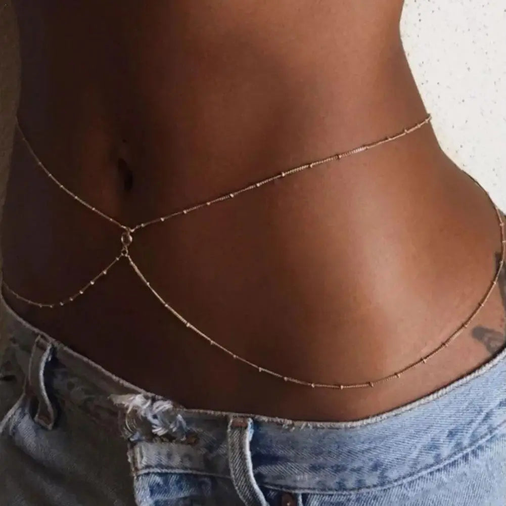 Double Layer Bead Waist Chain Jewelry for Women Summer