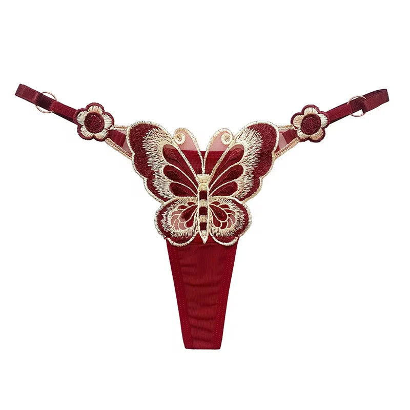 Sexy Lace Thong Women Butterfly Low-Waist Mesh Panties