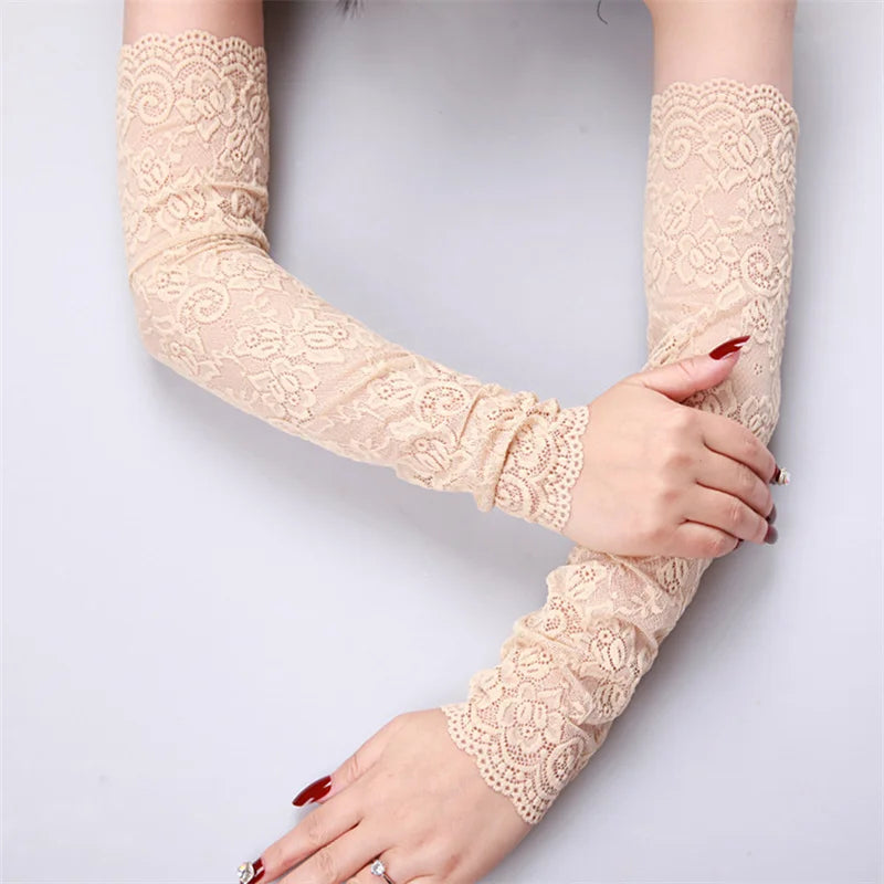 Sexy Lace Fingerless Gloves Women Arm Elbow Summer