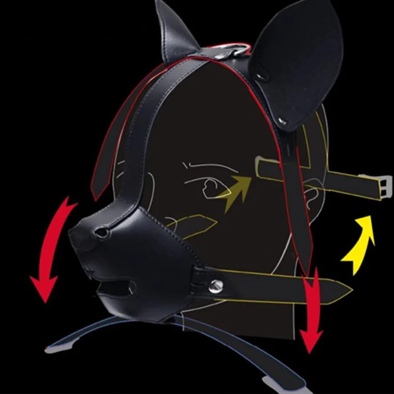BDSM Puppy Play K9 Bondage Kit – Dog Hood & Mouth Mask