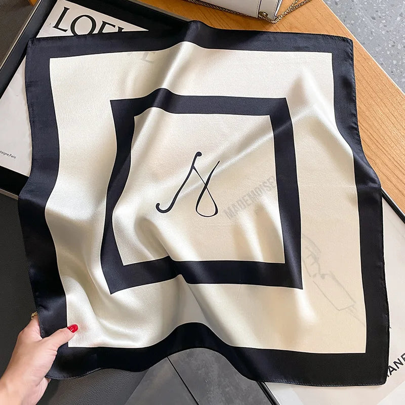 Luxury Silk Square Scarf Women Print Wrap