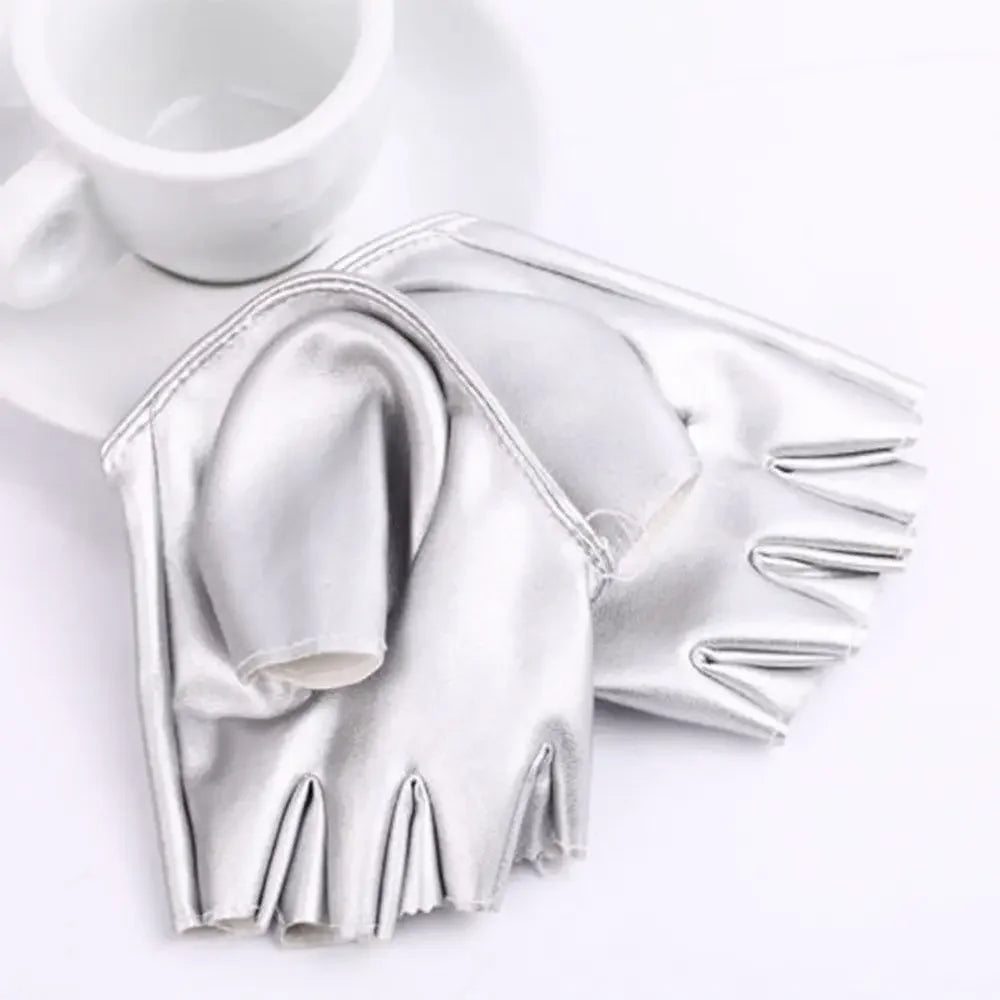 PU Leather Fingerless Gloves for Women Pole Dance