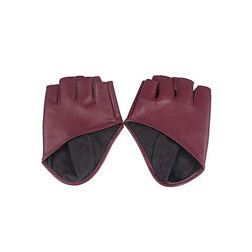 PU Leather Fingerless Gloves for Women Pole Dance