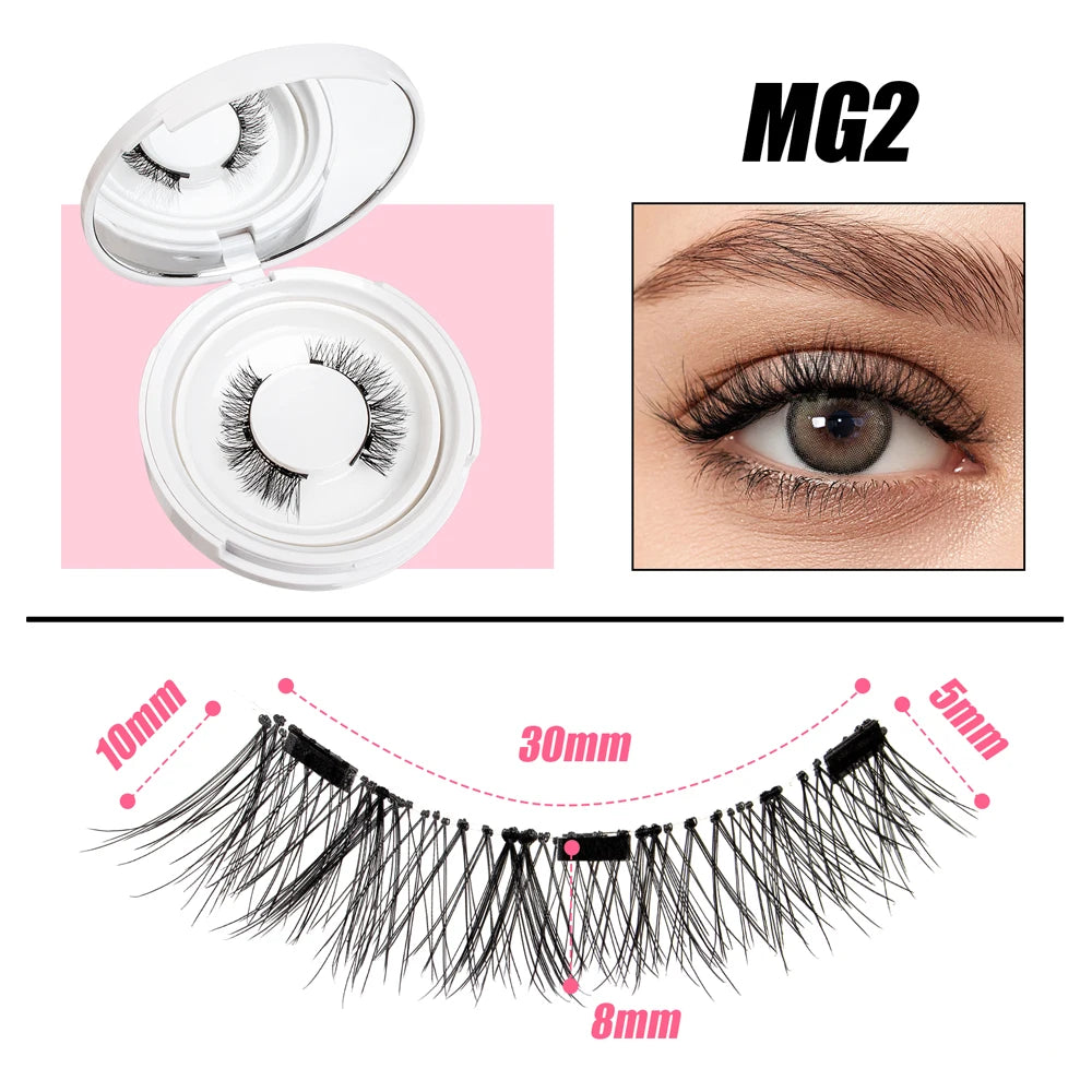 2 Pairs Reusable Magnetic Lashes with Tweezer