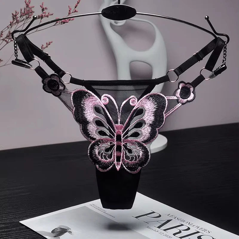 Sexy Lace Thong Women Butterfly Low-Waist Mesh Panties