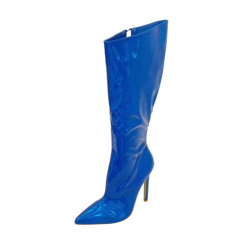 Sexy Thigh-High Boots Women Zipper Pointed Toe Heels