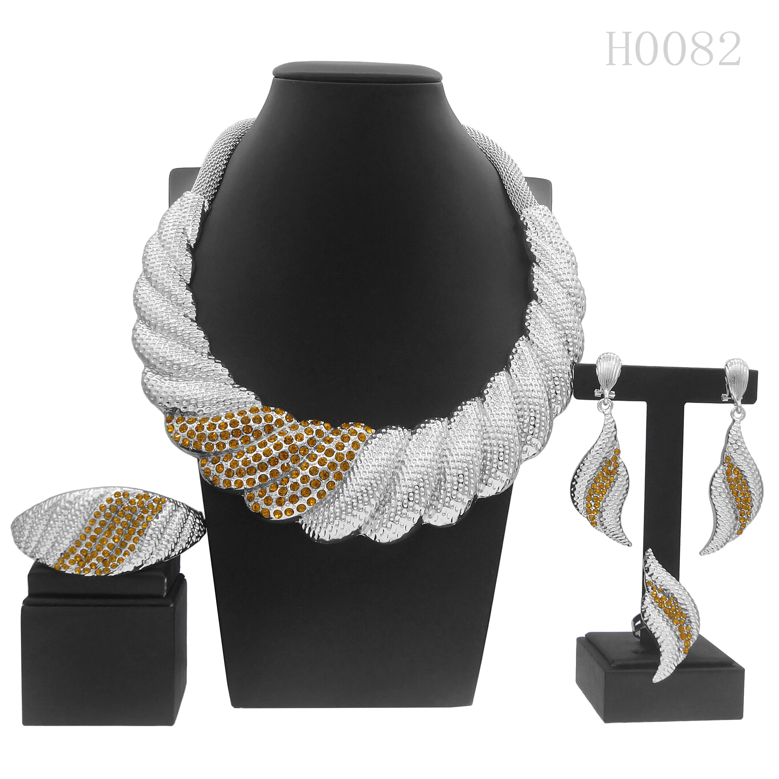 Dubai Gold Plated Jewelry Set Women Wedding Party Necklace