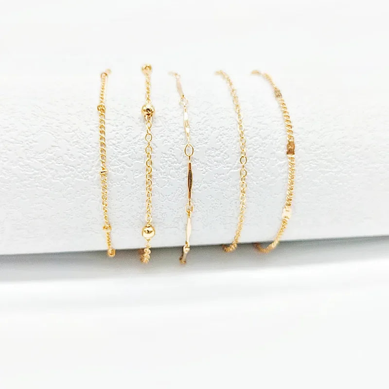 Shiny Layered Leaf Beaded Anklets Summer Jewelry Women