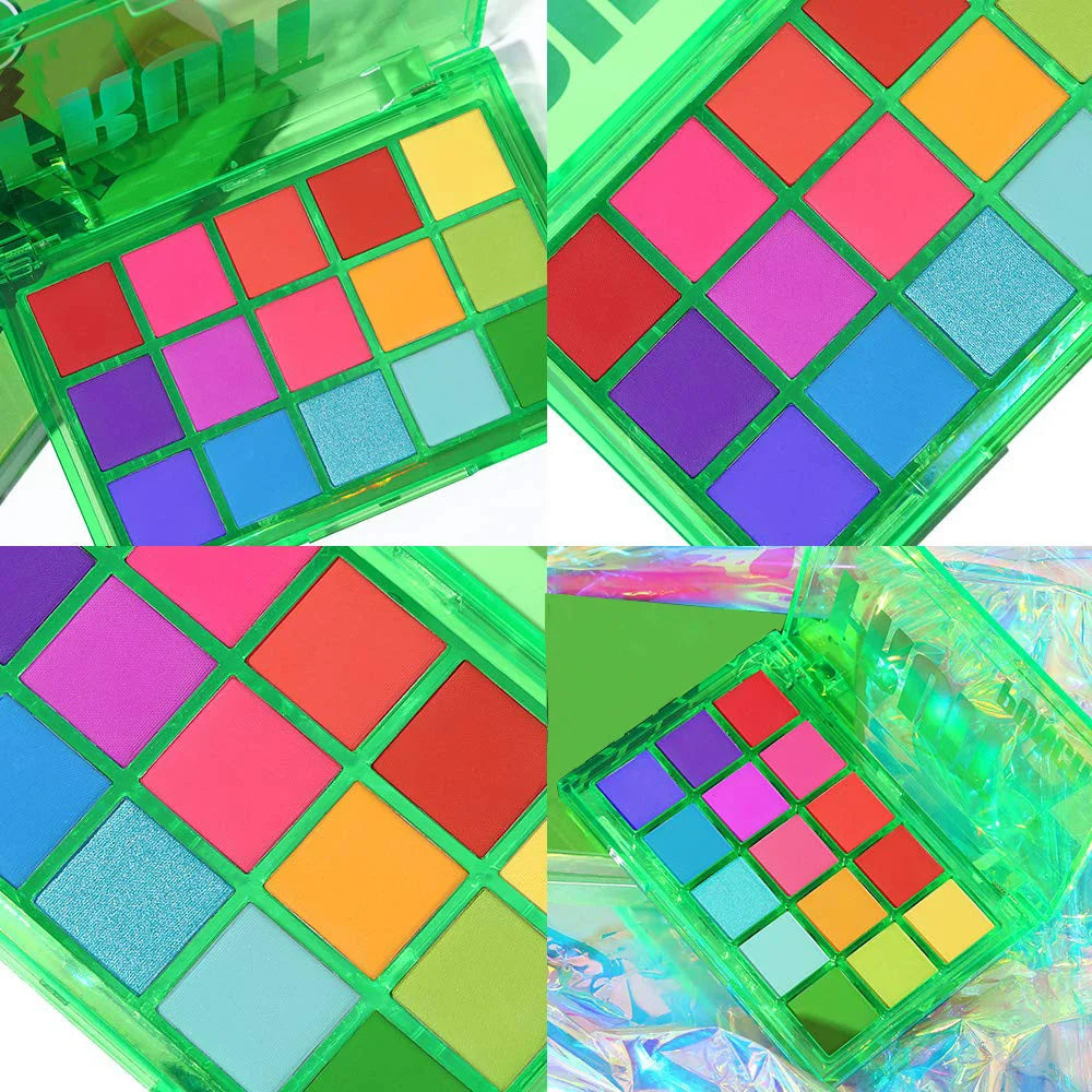 15-Color Neon Eyeshadow Palette Vibrant Pigmented Makeup