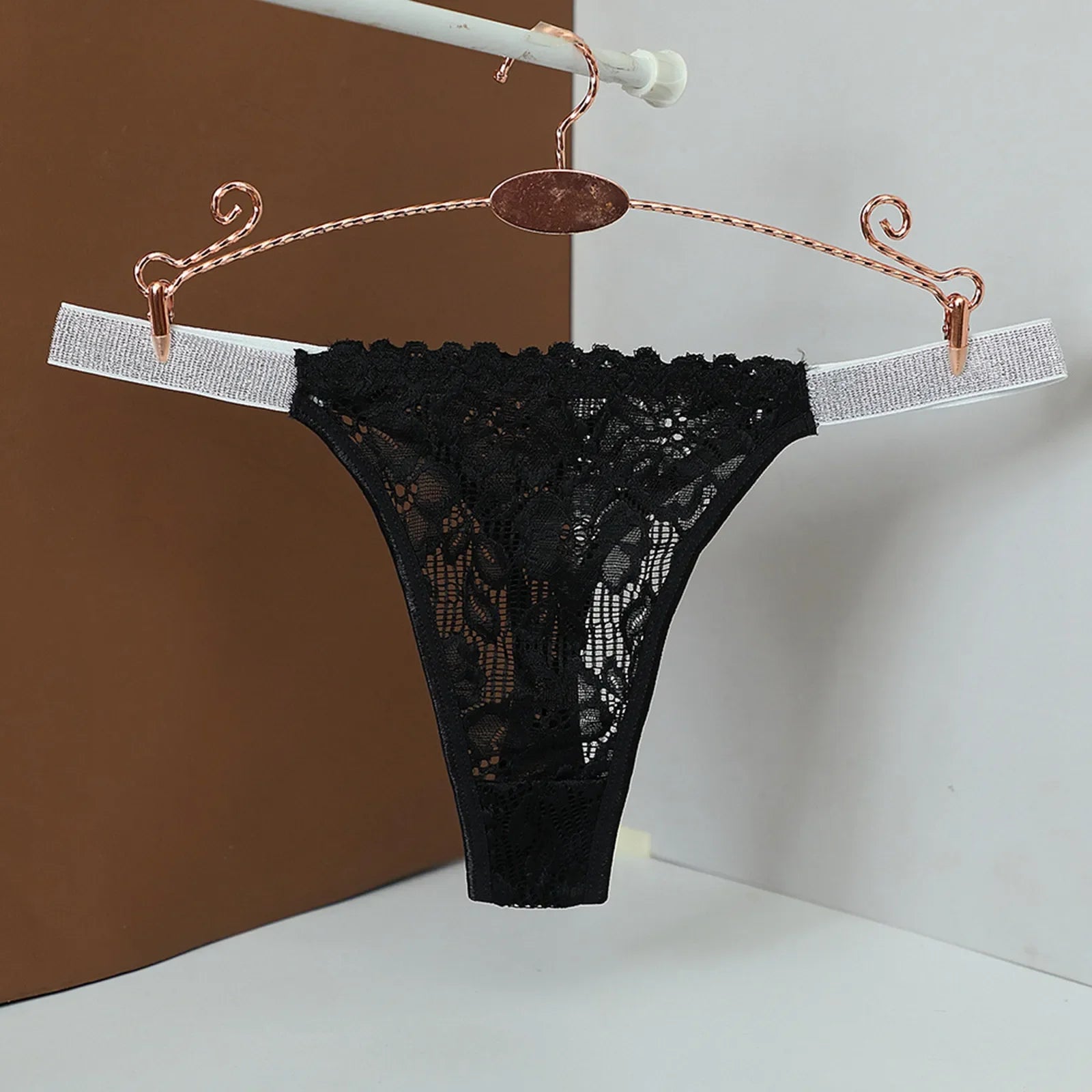 Sexy Mid-Waist Lace Thong Women Solid Color Underwear