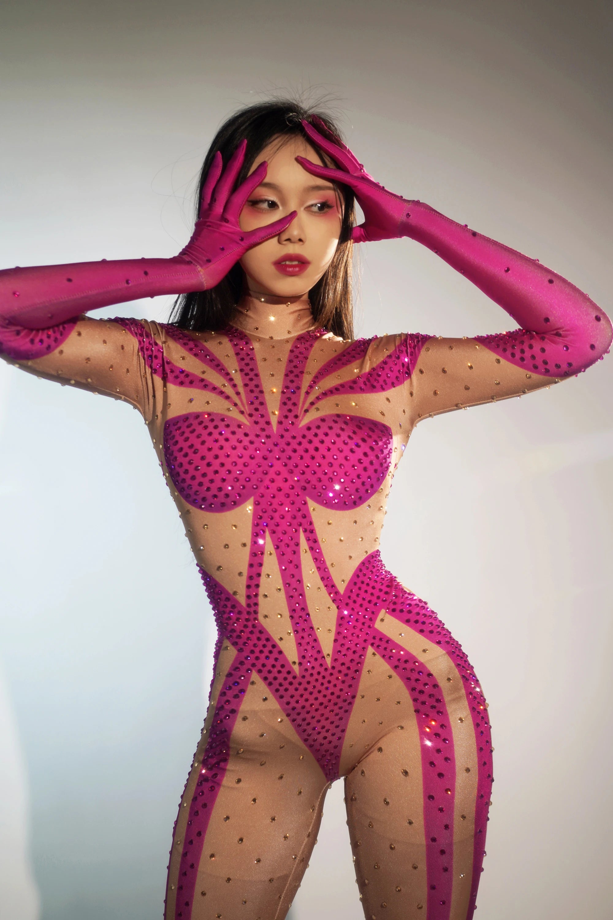 Sexy Women’s Jumpsuit Gloves Tight Nightclub Pole Dance