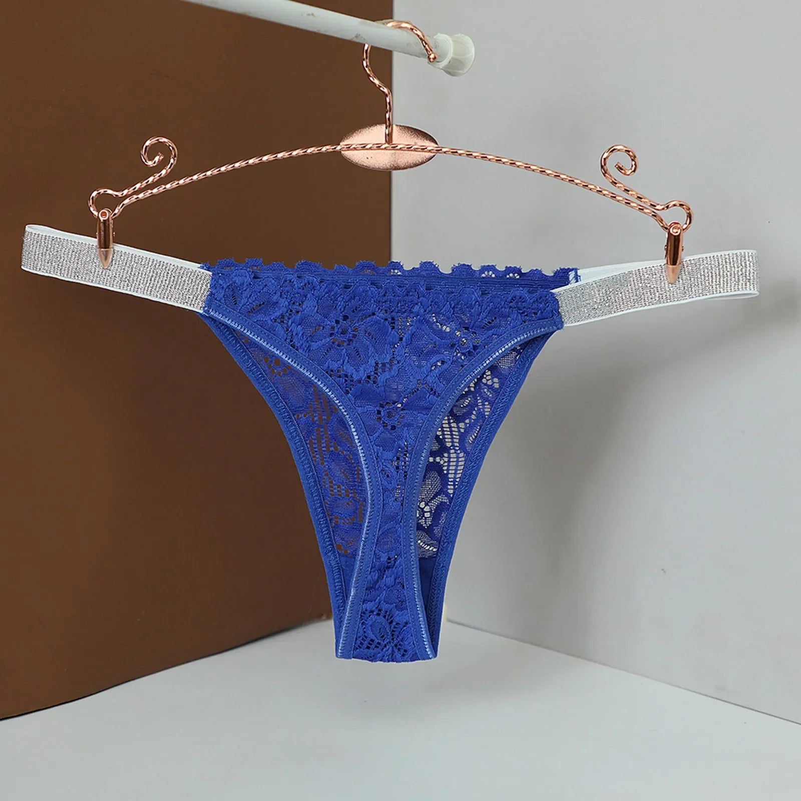 Sexy Mid-Waist Lace Thong Women Solid Color Underwear