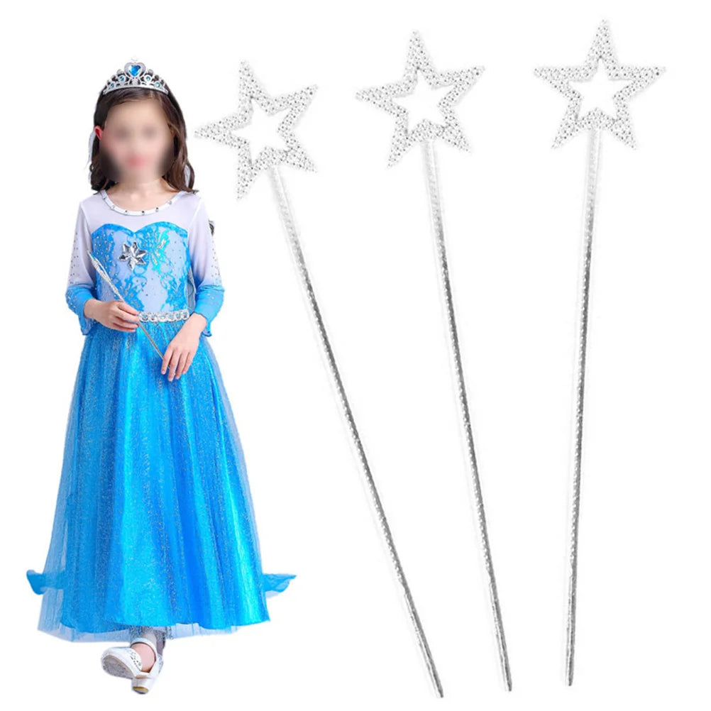 6Pcs Silver Pentagram Fairy Angel Wands Party Cosplay