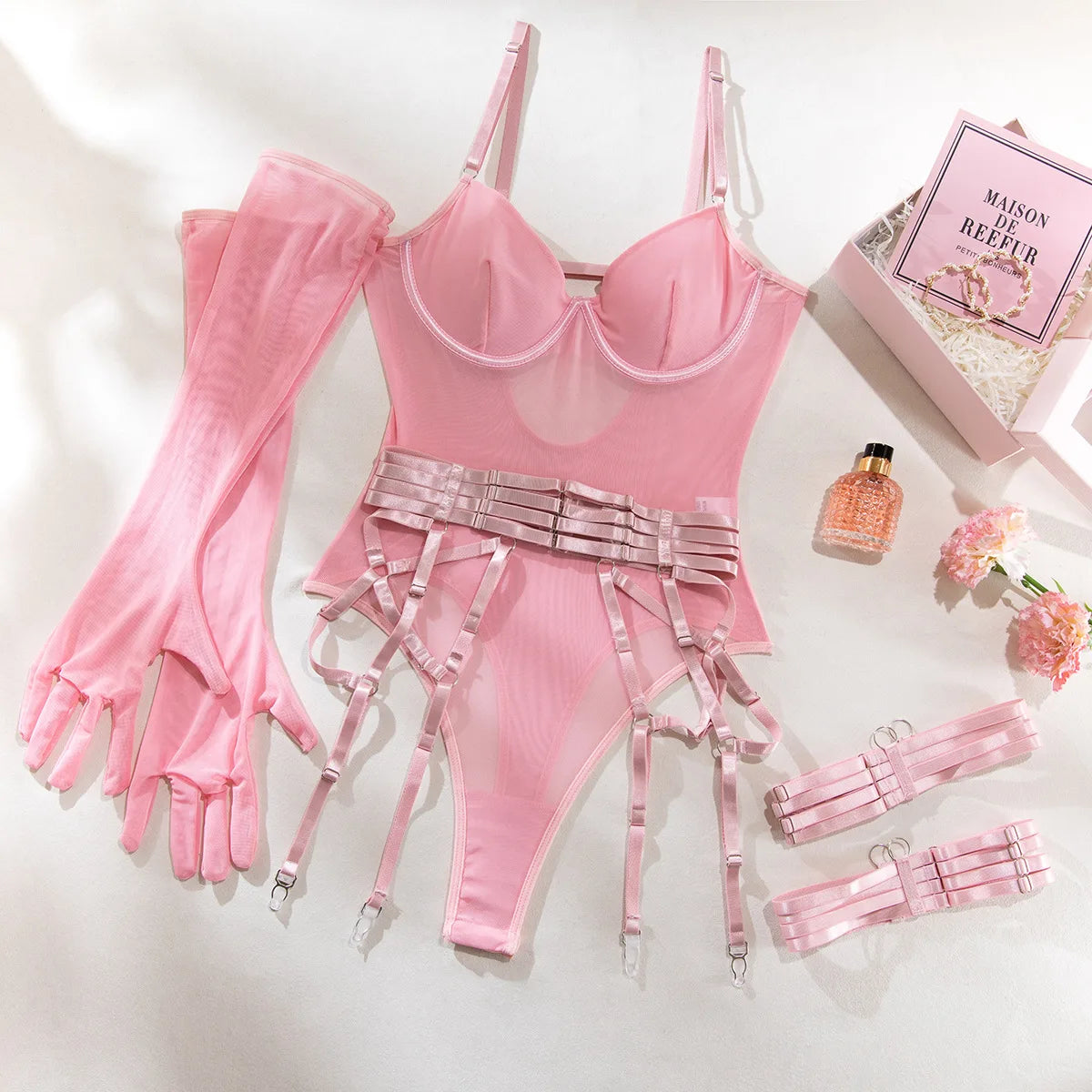 Sexy Mesh Bodysuit Lingerie Women Lace One-Piece Suit