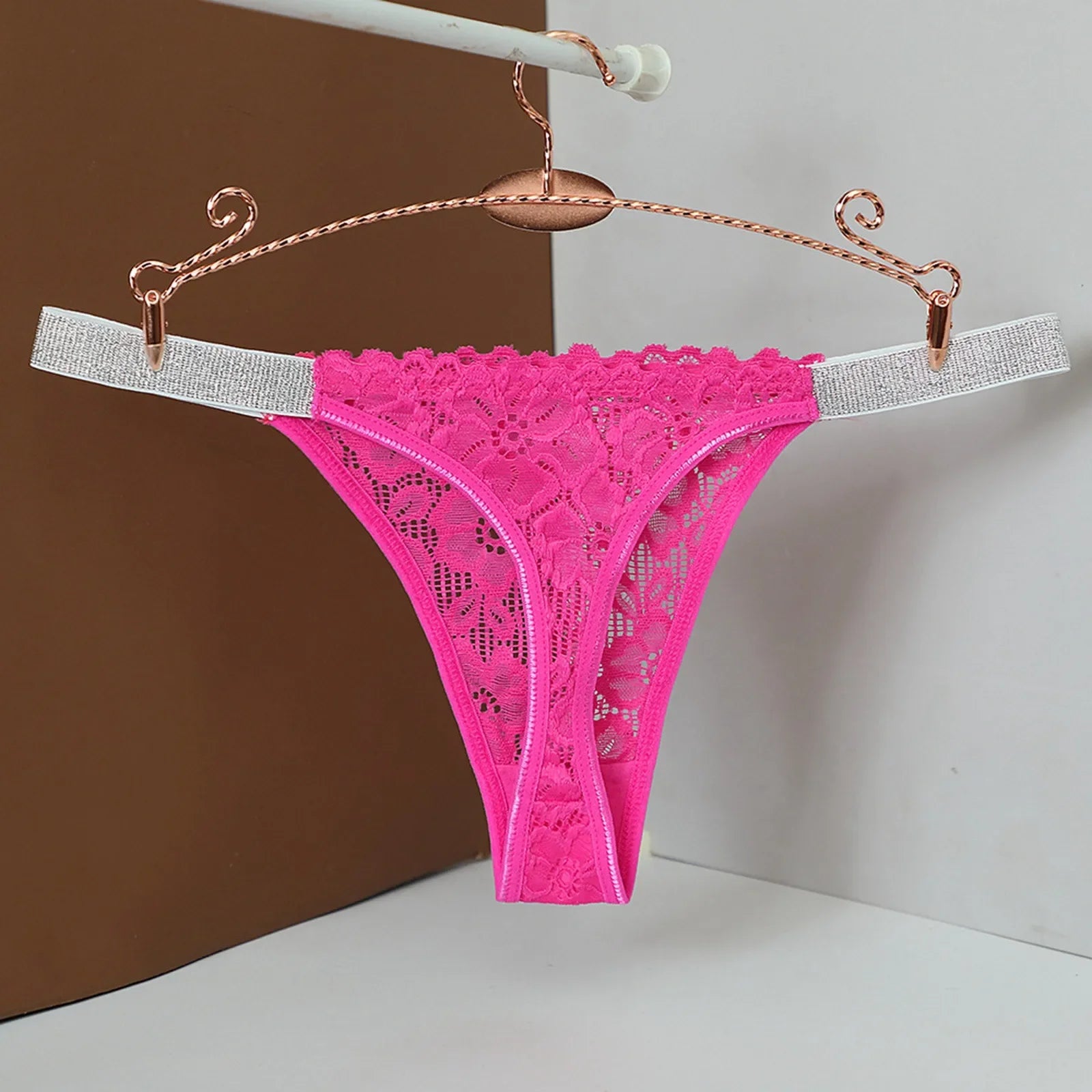 Sexy Mid-Waist Lace Thong Women Solid Color Underwear