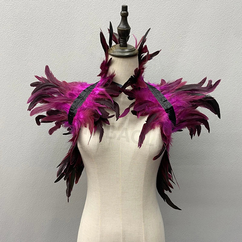 Women’s Natural Feather Shrug Shawl Gothic Punk Wrap