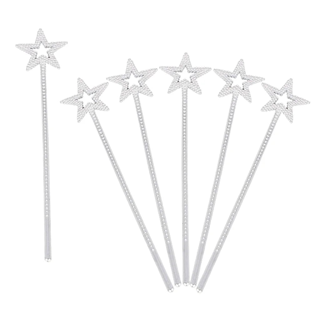 6Pcs Silver Pentagram Fairy Angel Wands Party Cosplay