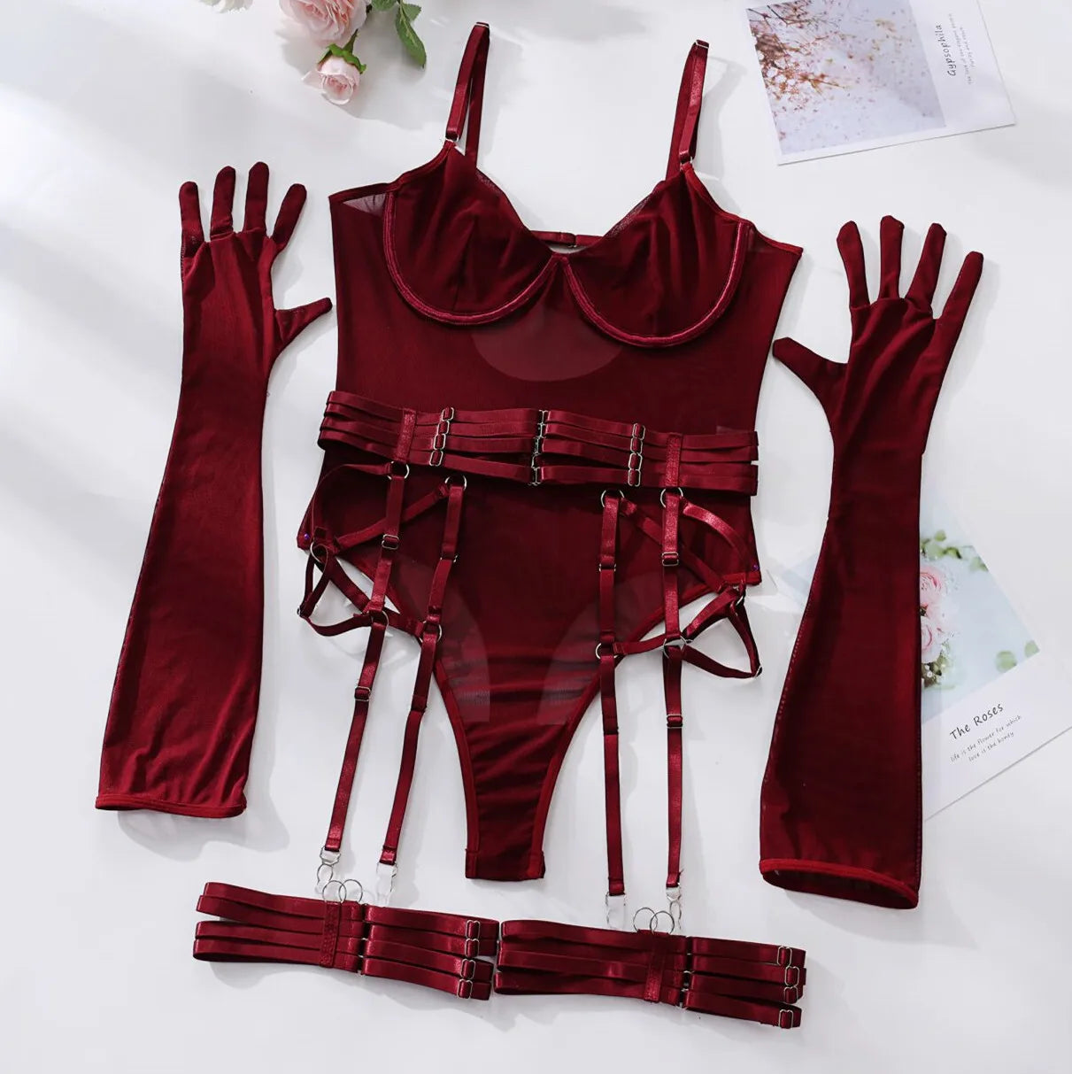Sexy Mesh Bodysuit Lingerie Women Lace One-Piece Suit
