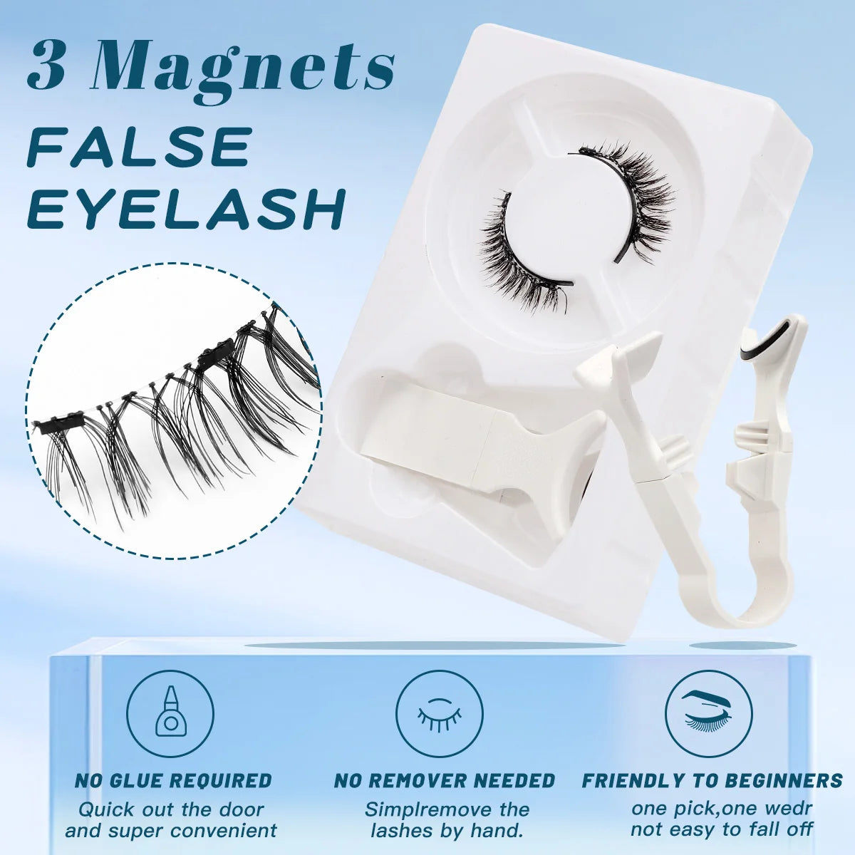 Magnetic Eyelashes Curler Set Long Black Reusable 3D