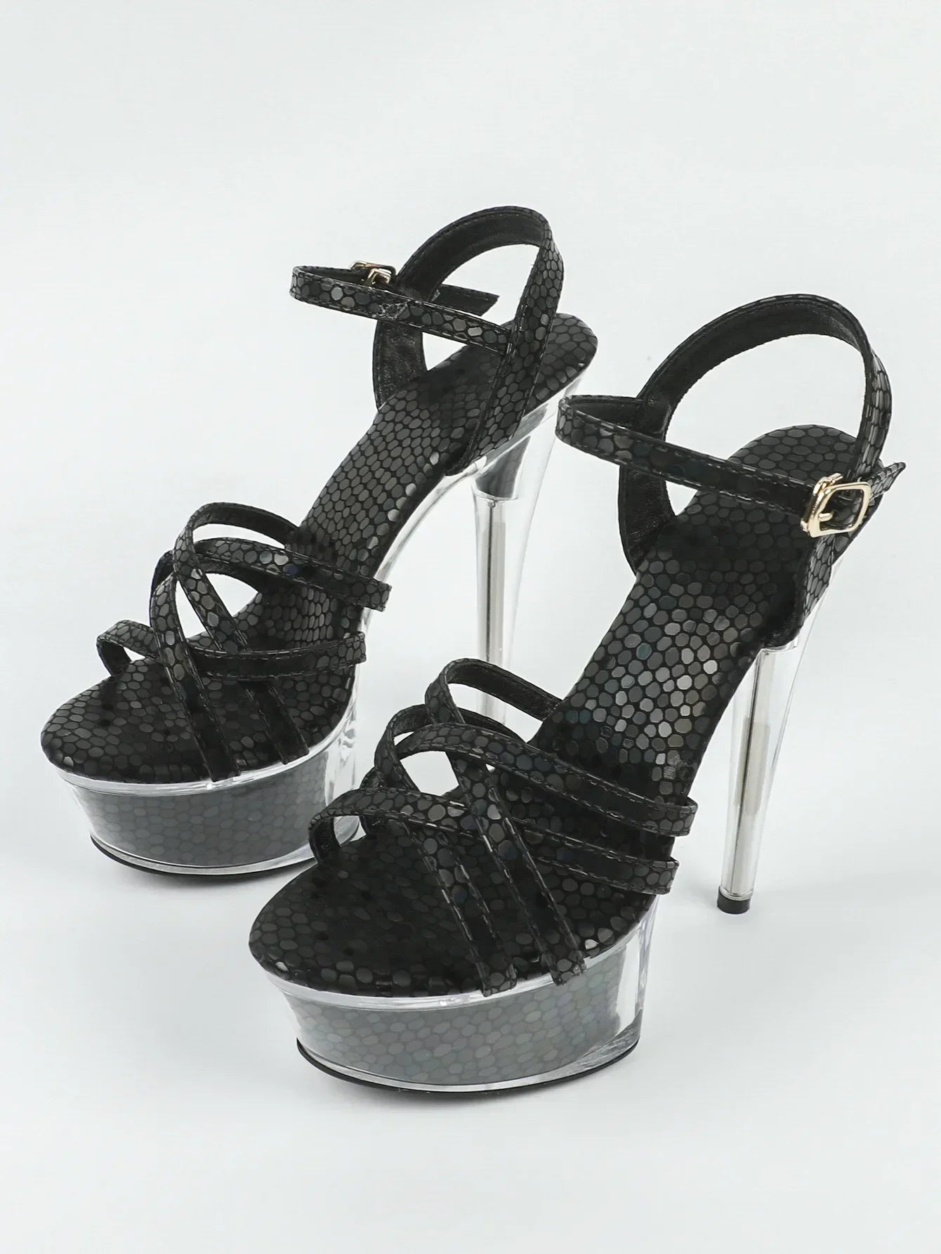 Sexy 15CM Transparent Platform High Heel Sandals