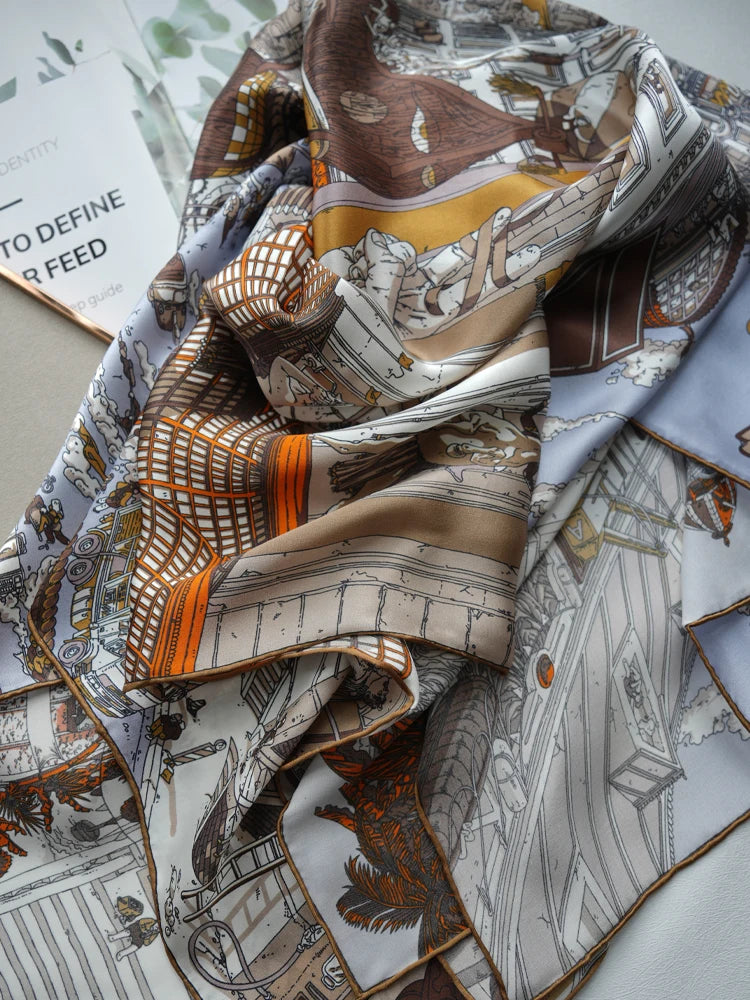 Silk Mulberry Scarf Luxury Designer Hand-Rolled Edge Shawl