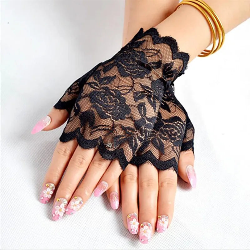 Sexy Bridal Lace Fingerless Gloves Women Party Dressy