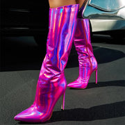 Sexy Thigh-High Boots Women Zipper Pointed Toe Heels