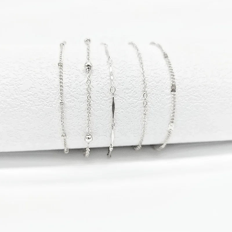 Shiny Layered Leaf Beaded Anklets Summer Jewelry Women