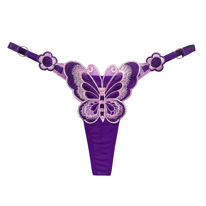 Sexy Lace Thong Women Butterfly Low-Waist Mesh Panties