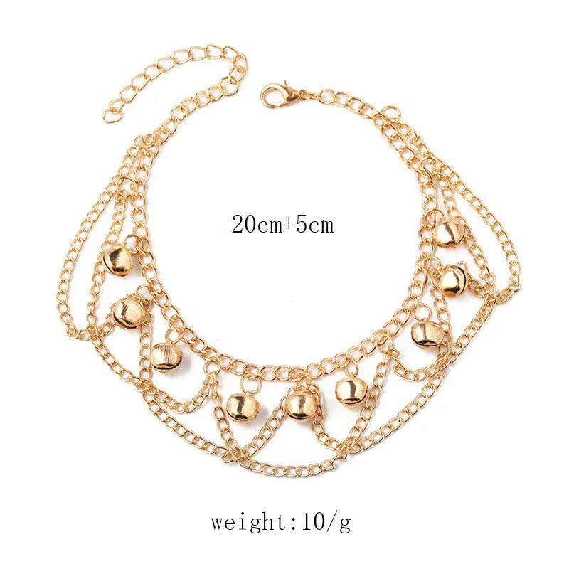 Boho Beach Anklet with Bells & Tassel Jewelry Women