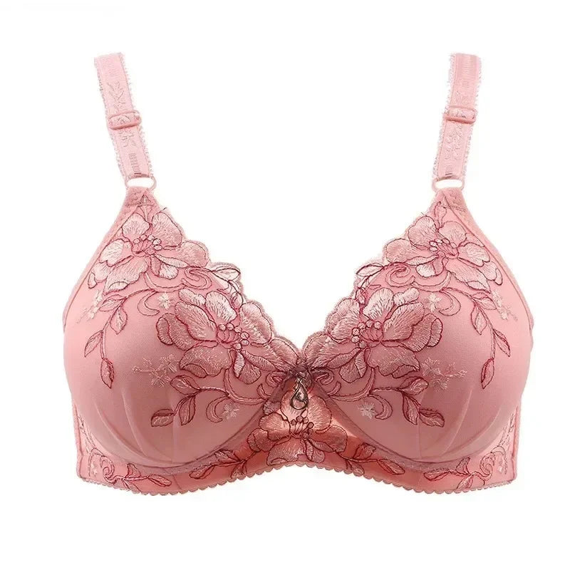 Vintage Floral Push-Up Bralette Women Adjustable Lingerie