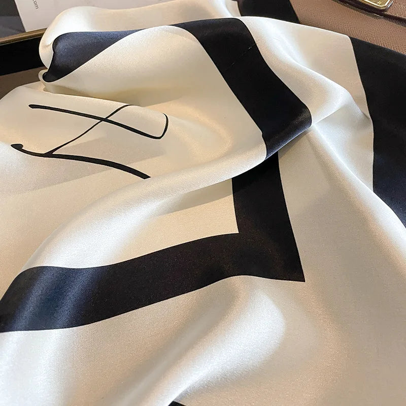 Luxury Silk Square Scarf Women Print Wrap