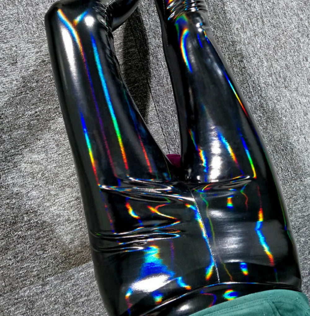 Shiny Faux Leather Leggings Women High Waist PU Pants