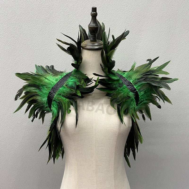 Women’s Natural Feather Shrug Shawl Gothic Punk Wrap