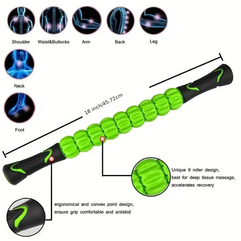 Muscle Relax Massage Stick with 9 Beads Roller