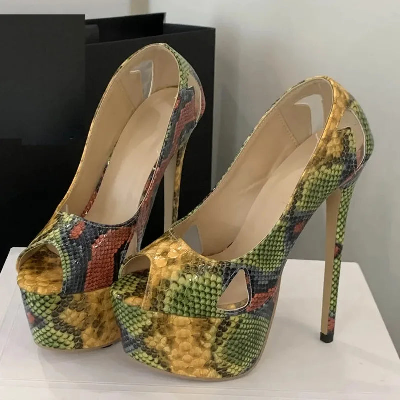 High Heel Platform Pumps Women Sexy Peep Toe Stilettos