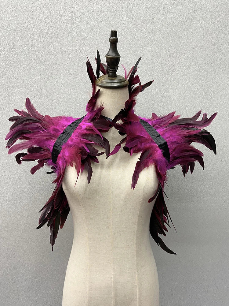 Women’s Natural Feather Shrug Shawl Gothic Punk Wrap