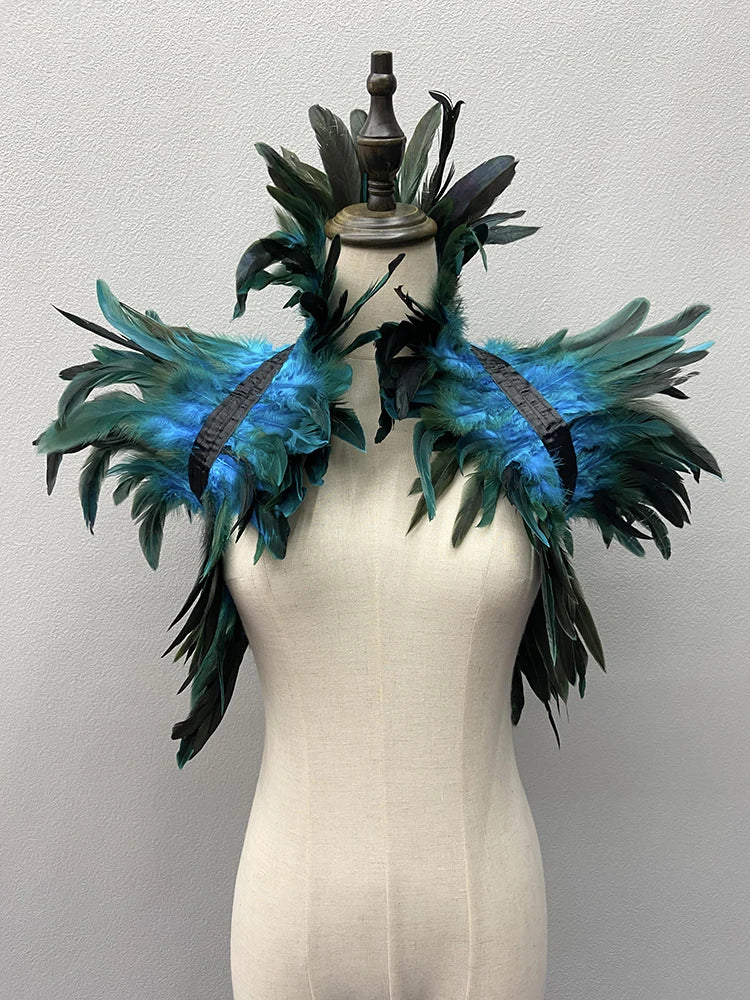 Women’s Natural Feather Shrug Shawl Gothic Punk Wrap