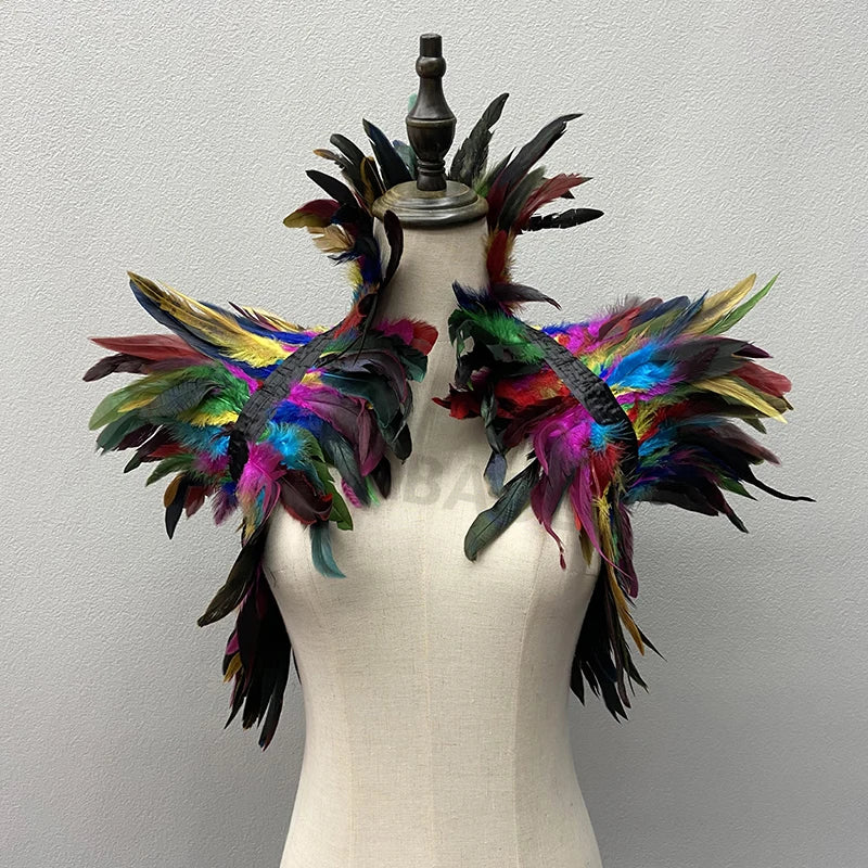 Women’s Natural Feather Shrug Shawl Gothic Punk Wrap
