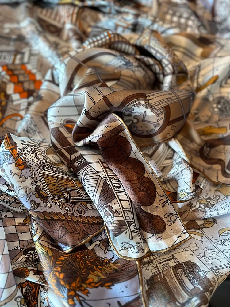 Silk Mulberry Scarf Luxury Designer Hand-Rolled Edge Shawl