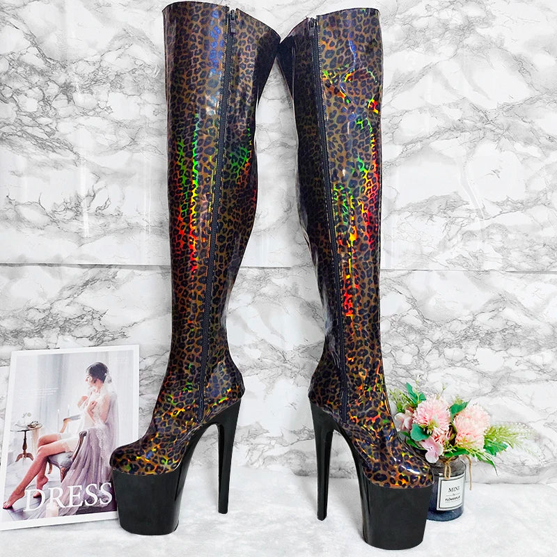 Thigh-High 8Inch Boots Women Gold & Silver High Heels