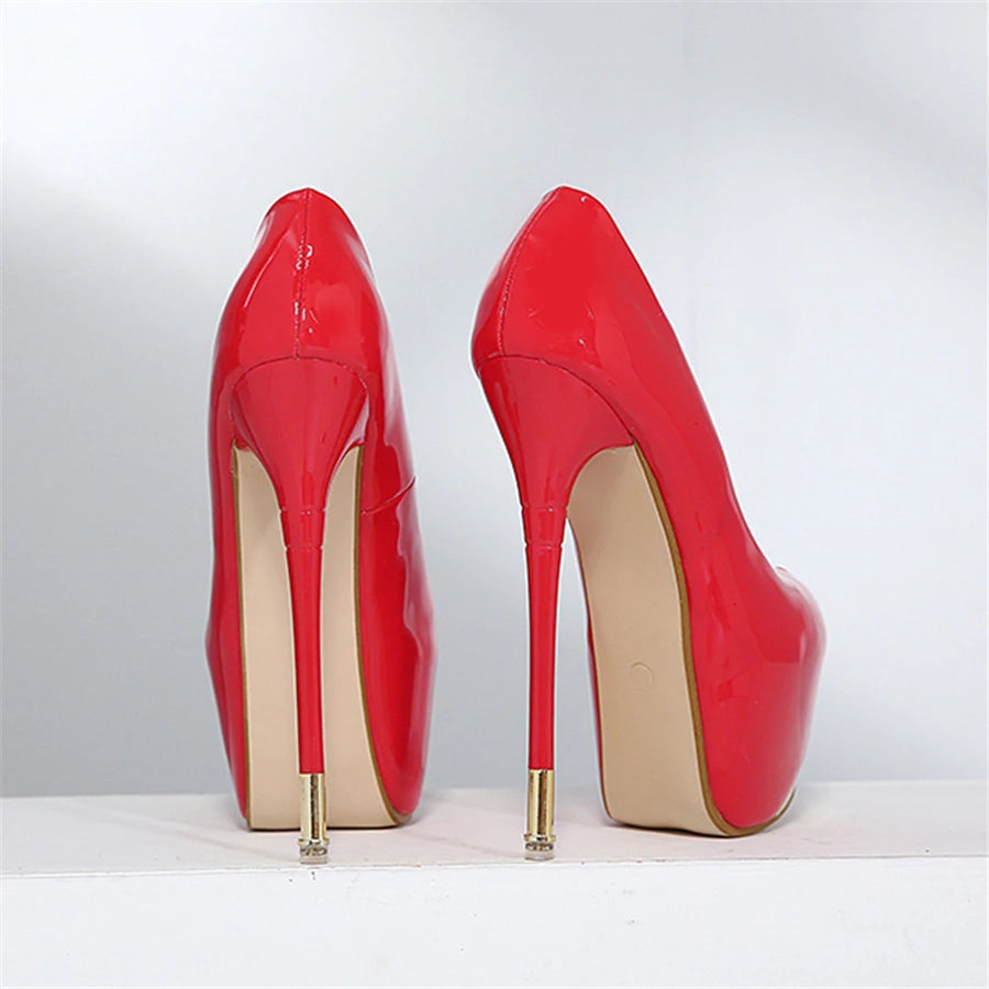 16CM Super High Heels – Patent Leather Platform Pumps