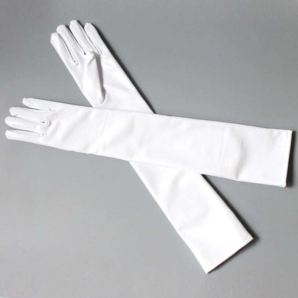 Sexy Long Patent Leather Gloves Women Cosplay Pole