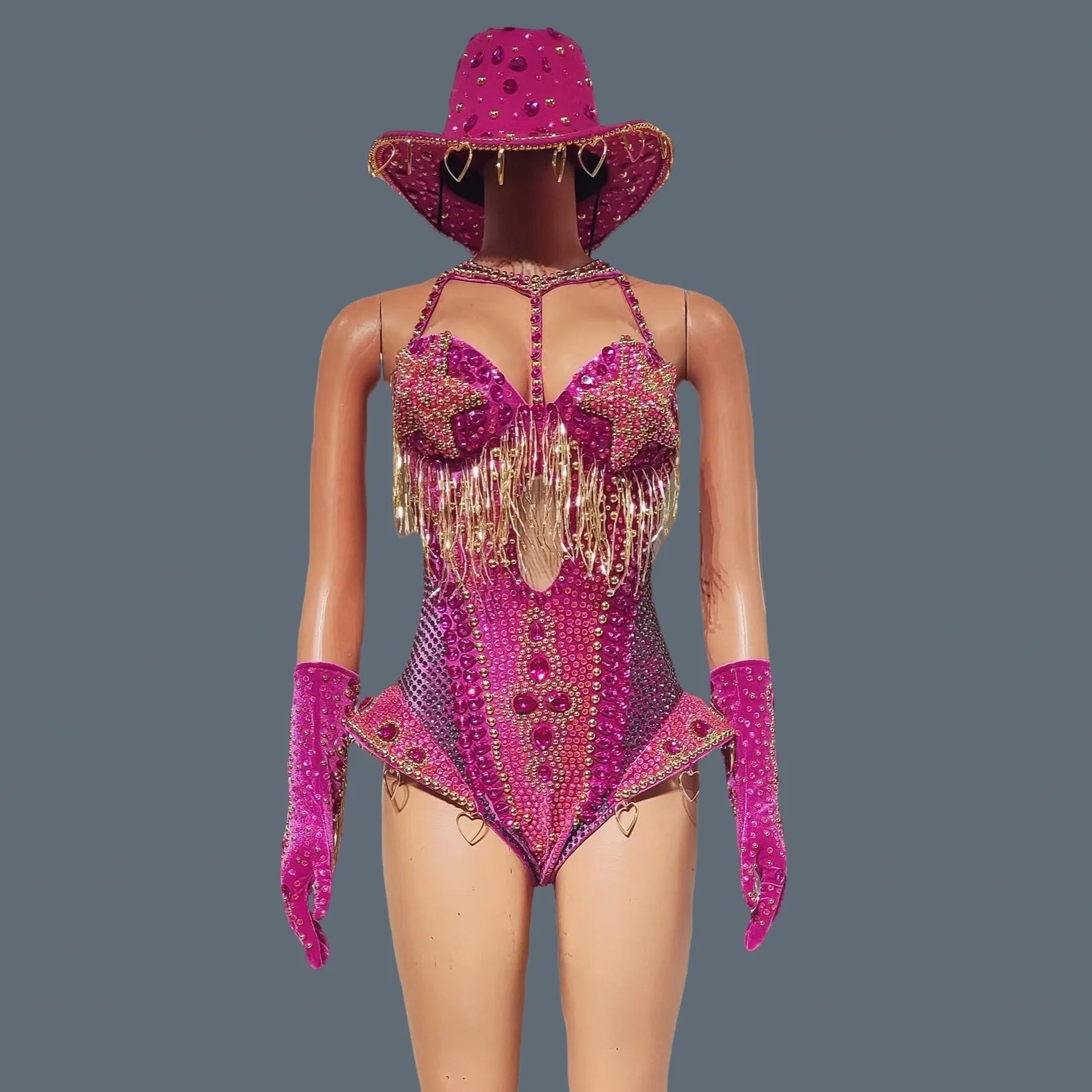 ChatGPT said:  Women’s Sparkly Red Rhinestone Bodysuit 4PC Party Set